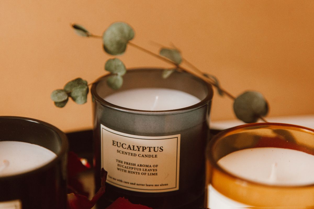 The photo tells about candles in a cup and leaves which means too many scented candles add up quickly, keeping home well-ventilated can also reduce the need for artificial scents.