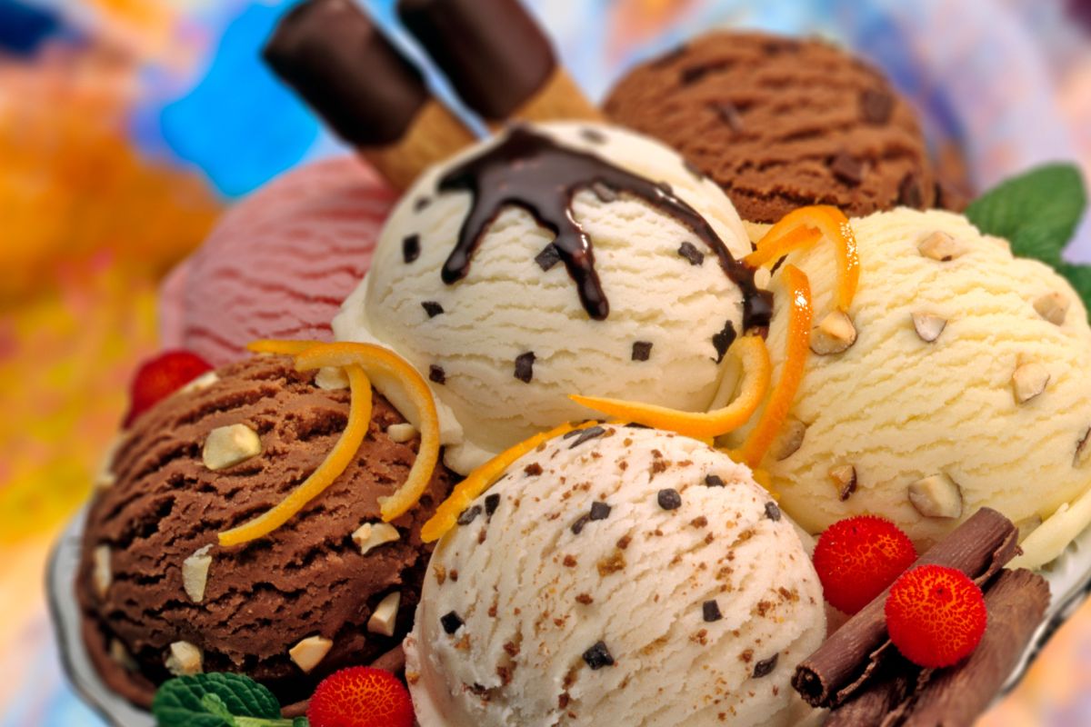 The picture shows a bowl of different flavors of ice cream which refers to specialty ice cream often much more expensive than regular options. Shopping affordable versions can help save money while still satisfying cravings.