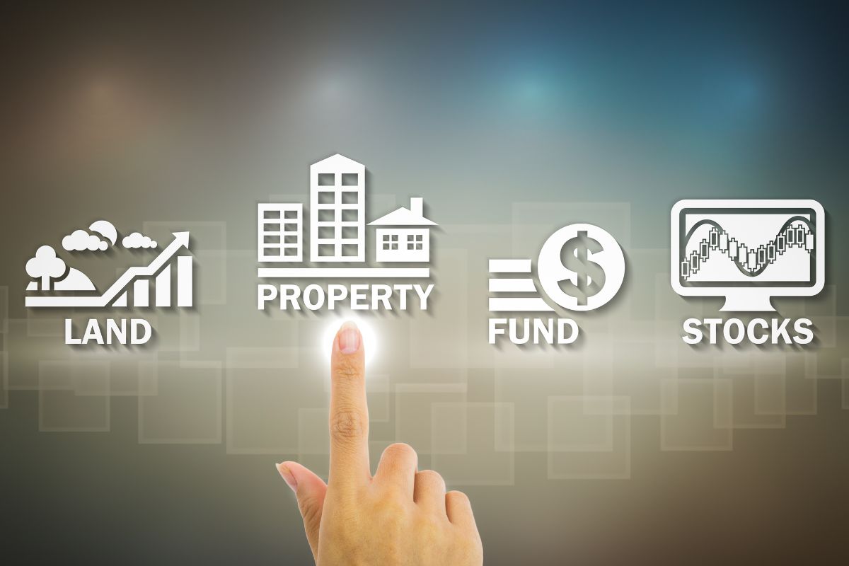 The photo shows a girl's hand pointing to the money growth ways icons which refers to ignoring investment opportunities that seem risky or complicated, learning how to invest wisely can help money work harder.