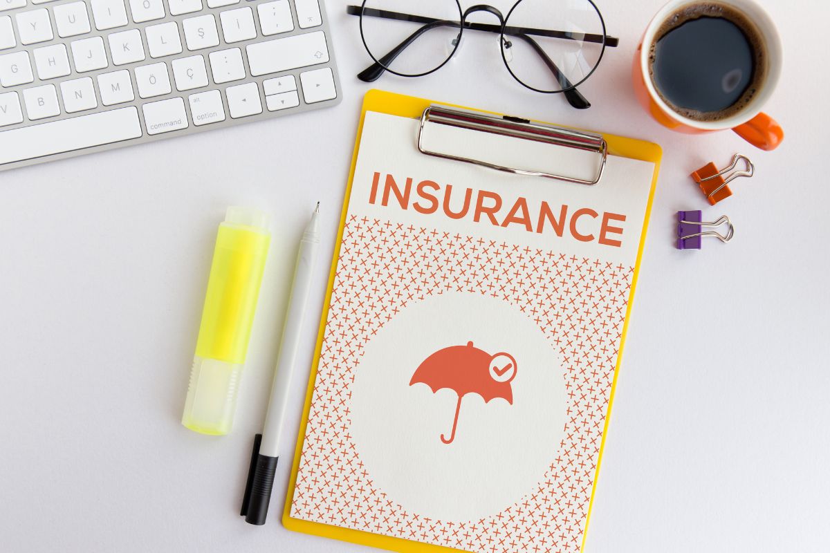 The picture shows a paper with insurance wording.