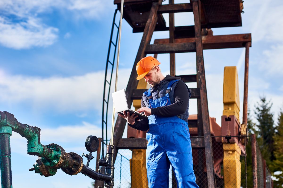The image shows a petroleum engineer.