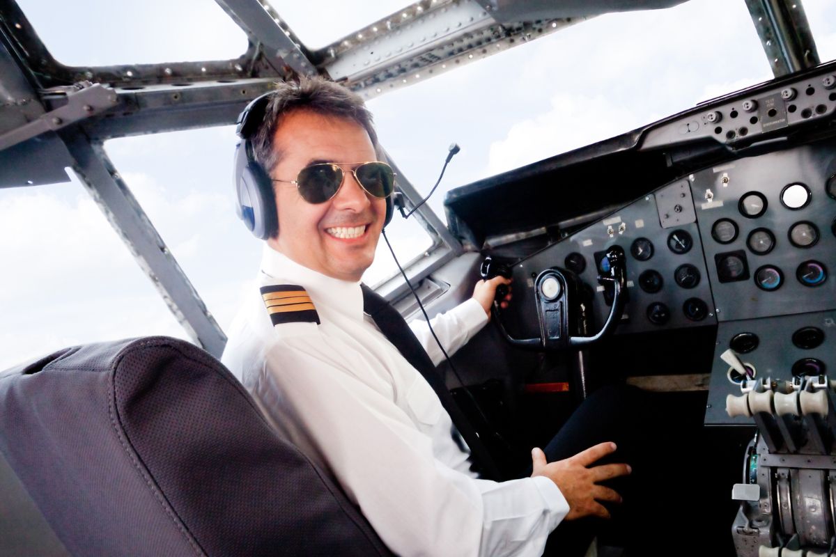 The photo shows a commercial pilot.