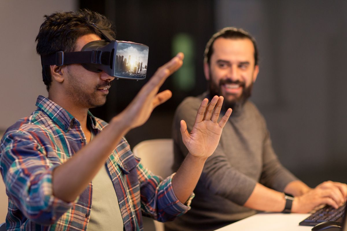The image is about virtual reality developers.