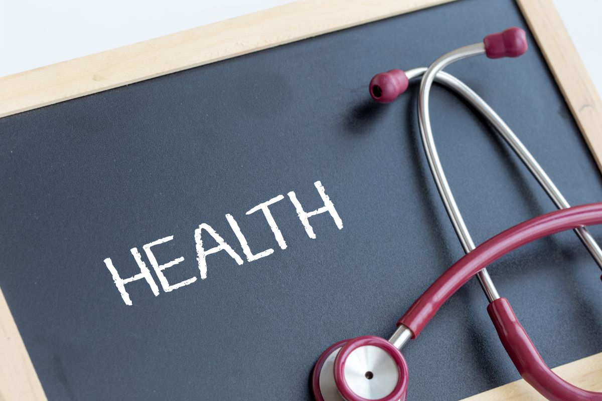 The picture is about a board with health wording. 