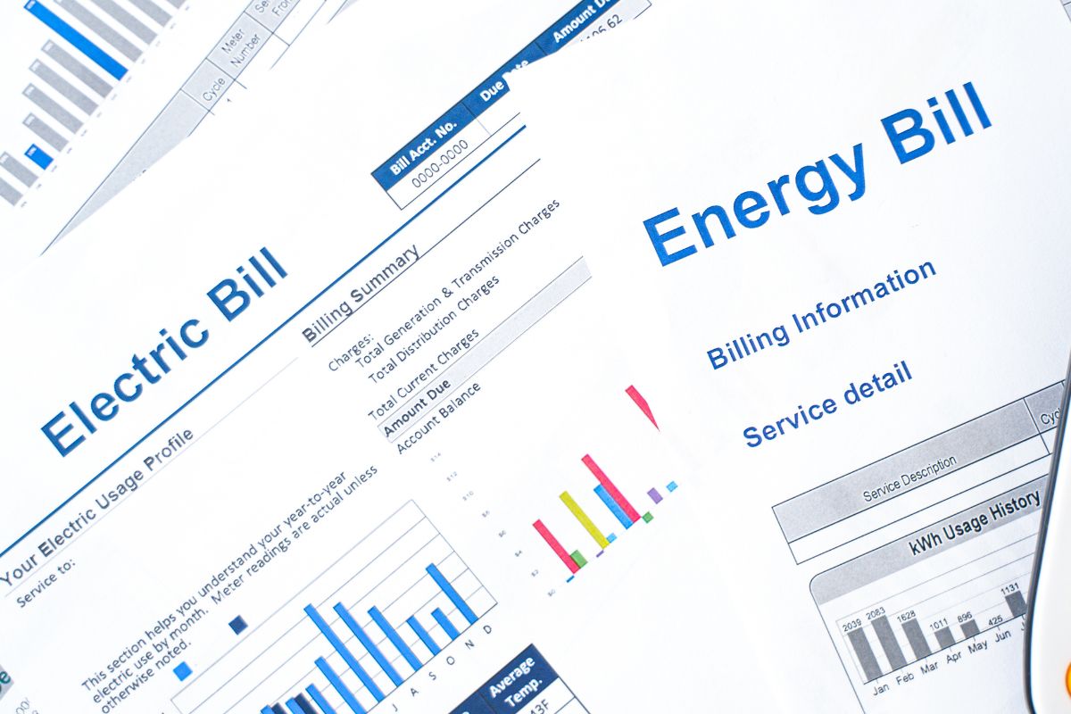 Photo of energy bills. 