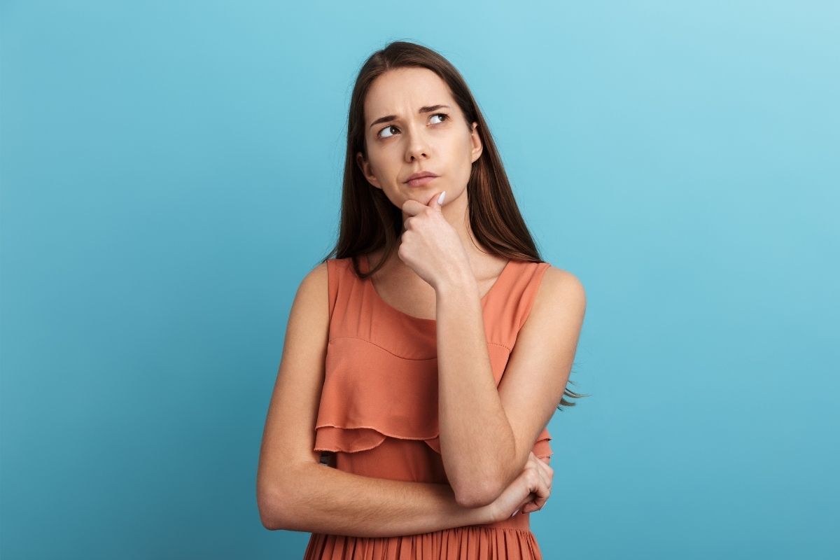 The image is about a woman asking herself if financially sound.