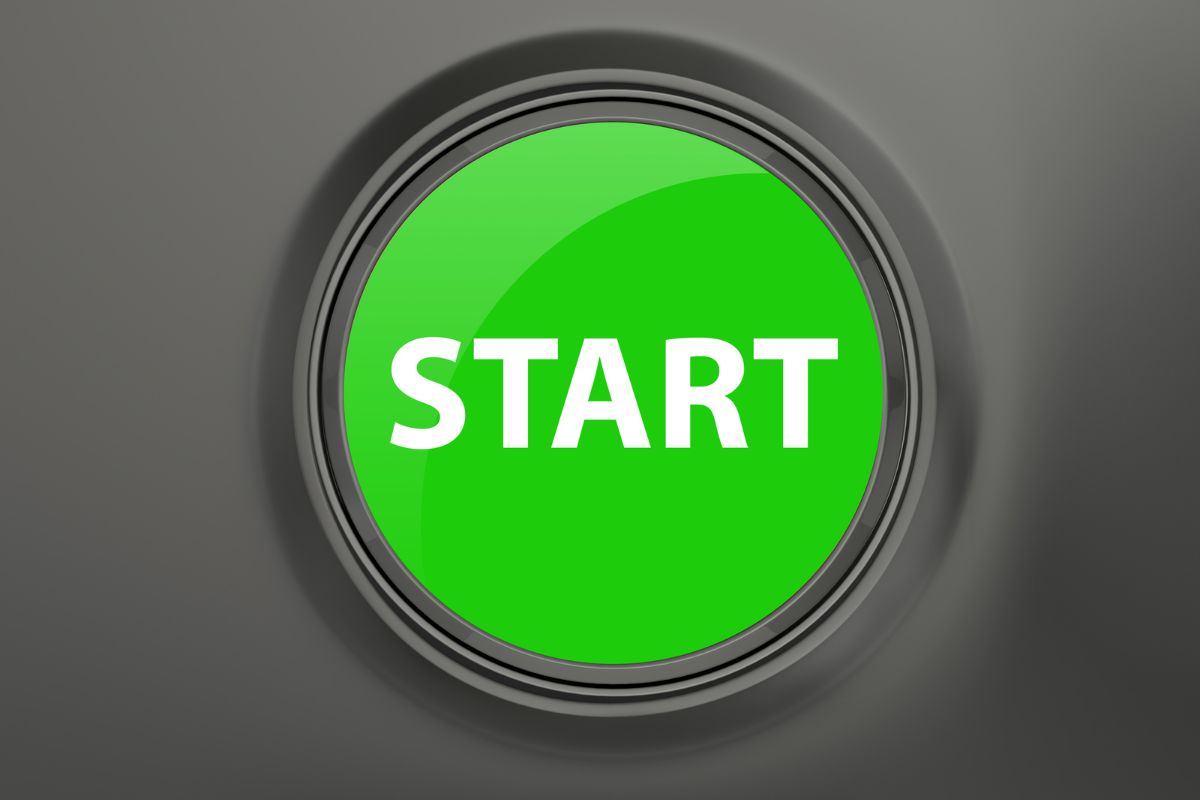 The picture tells about a green button with a note indicating that starting to implement habits to become rich can lead to big financial wins later.