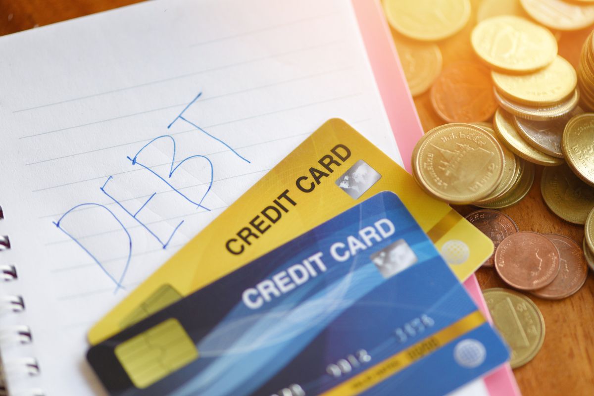 The image is about credit card debt.