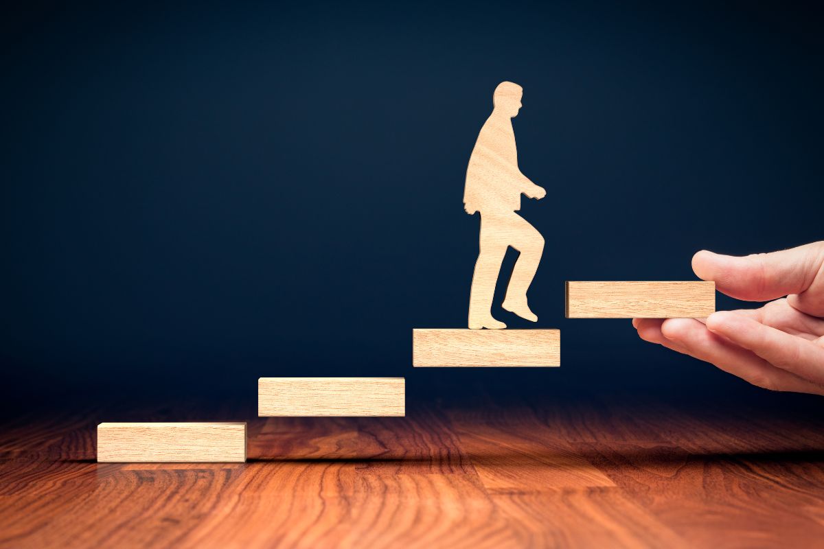 The image shows an illustration of personal growth.