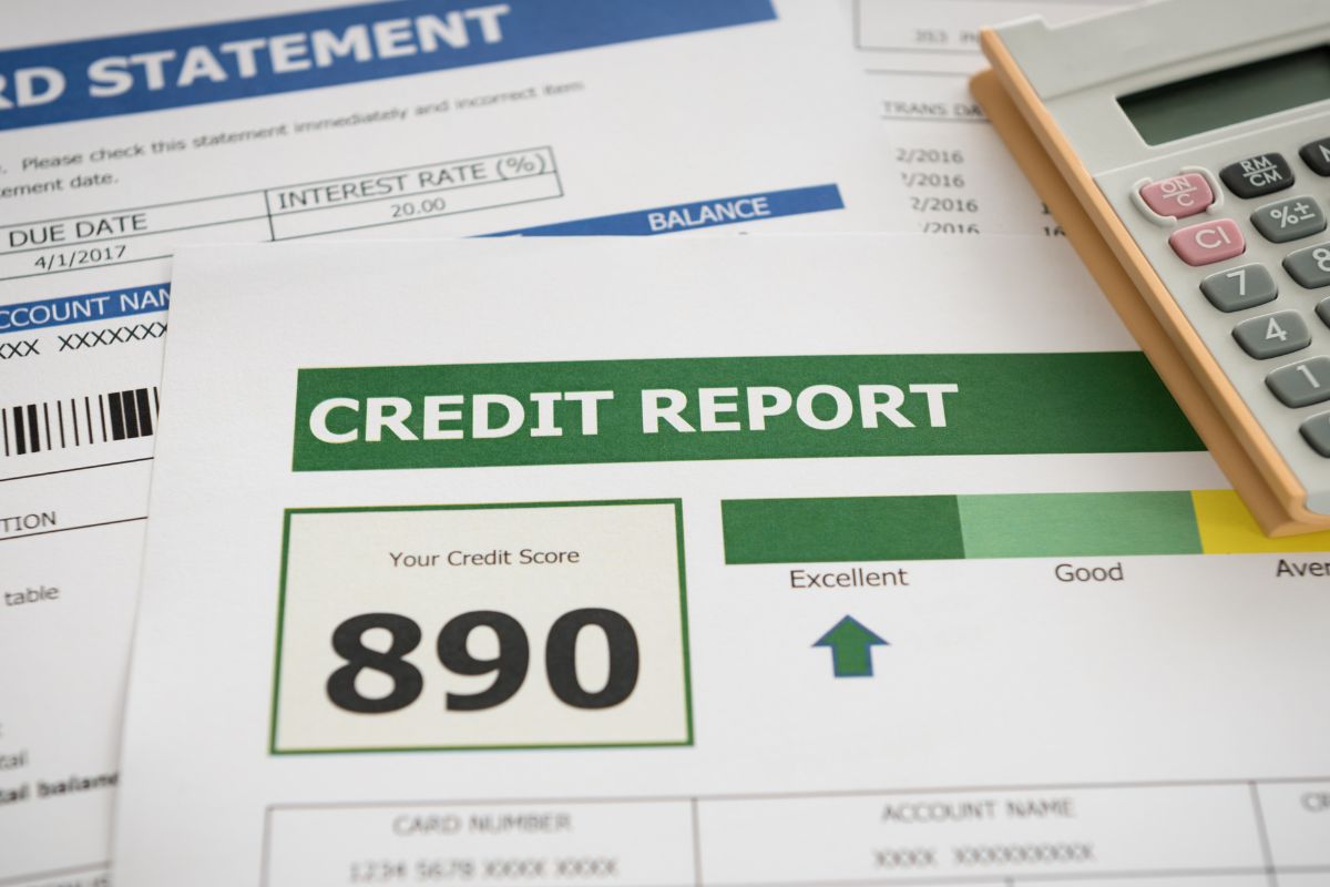 The photo shows a paper with credit report wording.