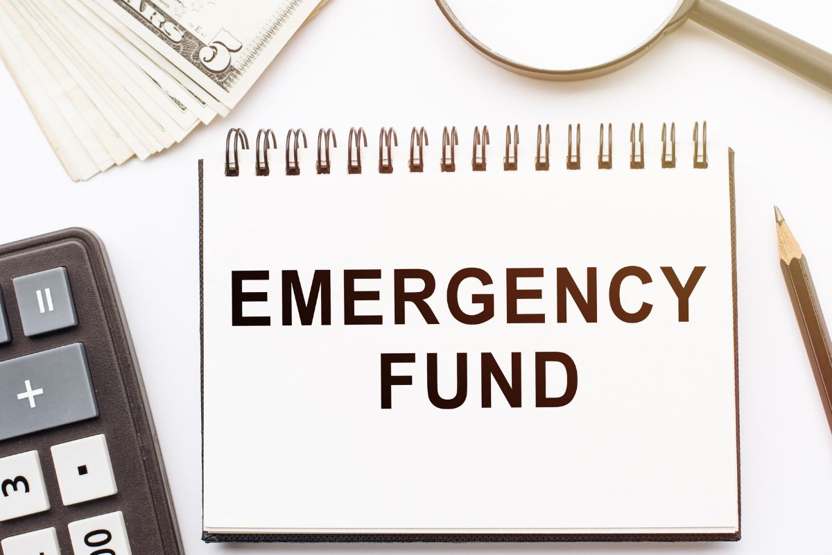 The photo shows a paper with an emergency fund wording.