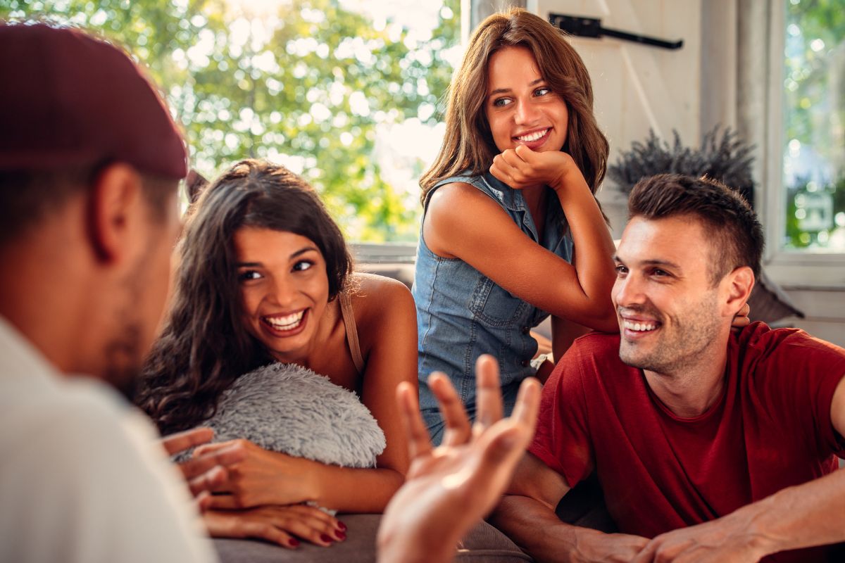 The picture of a man telling his debt story in a fun way.