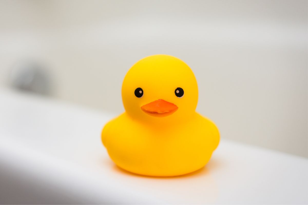 The image shows a rubber duck as a debt coach.