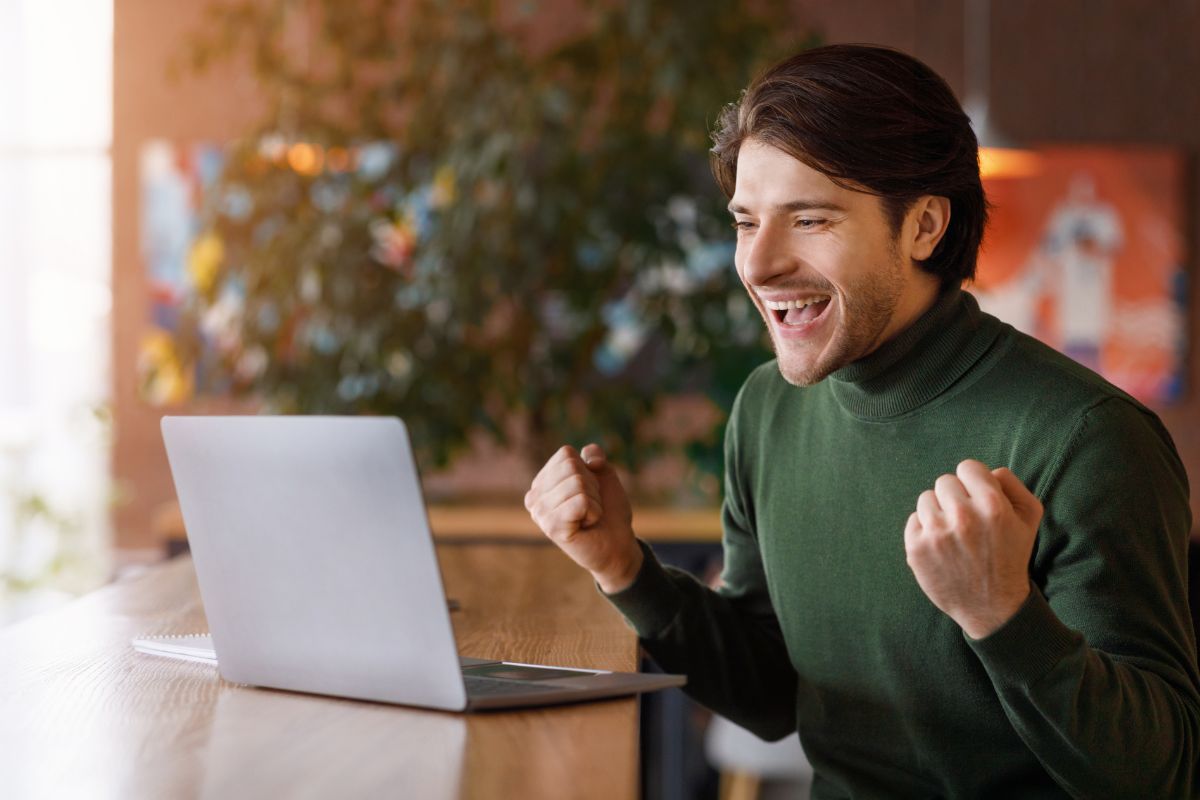 The image is about a man manifesting his dream job.