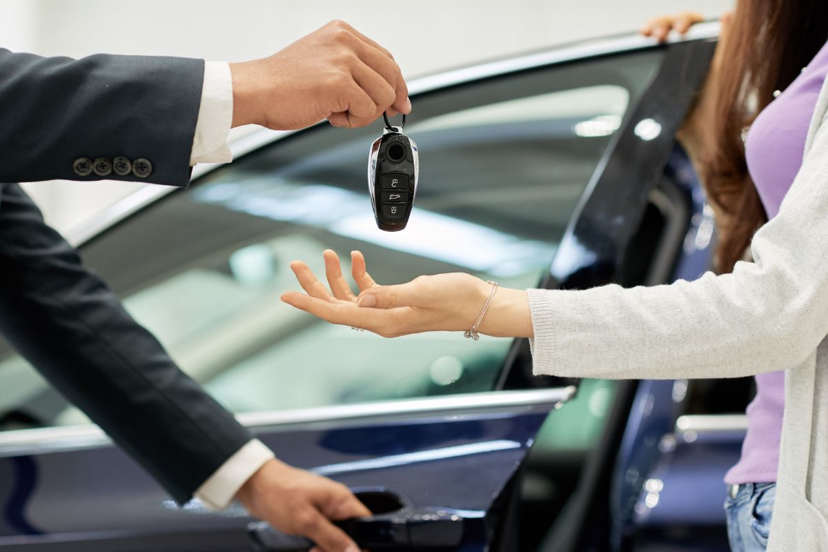 The image is about a woman making a big purchase.