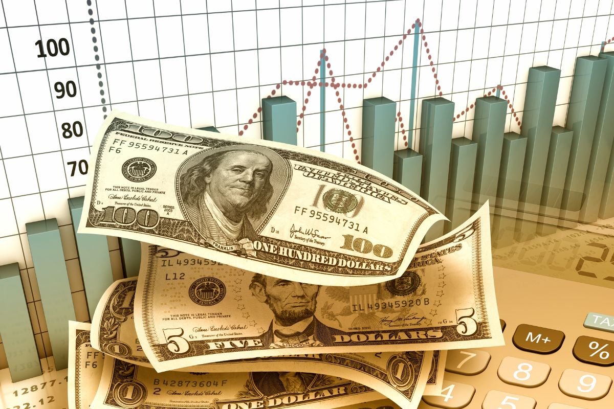 The photo shows dollar bills to diversify investments.