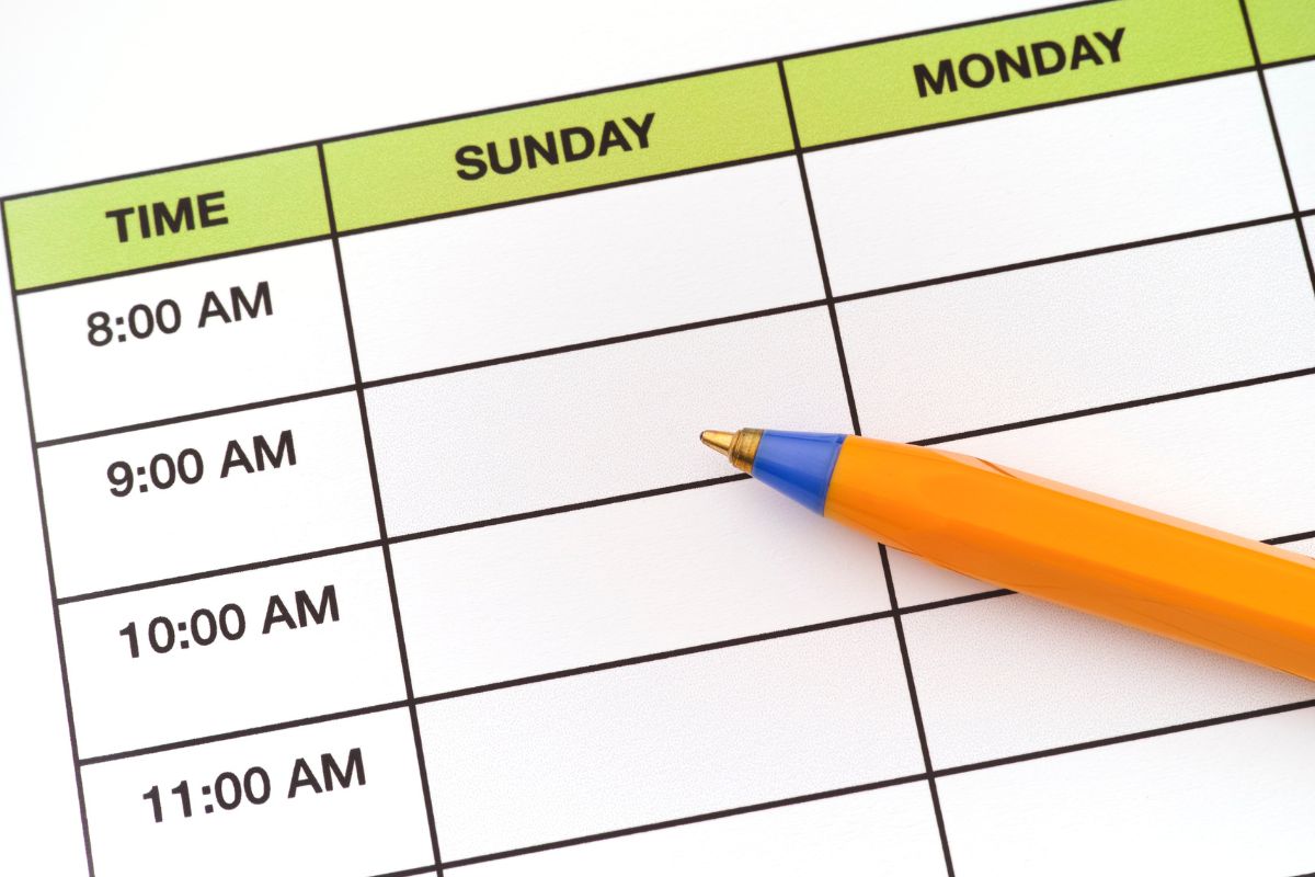 The photo is about creating a daily schedule.