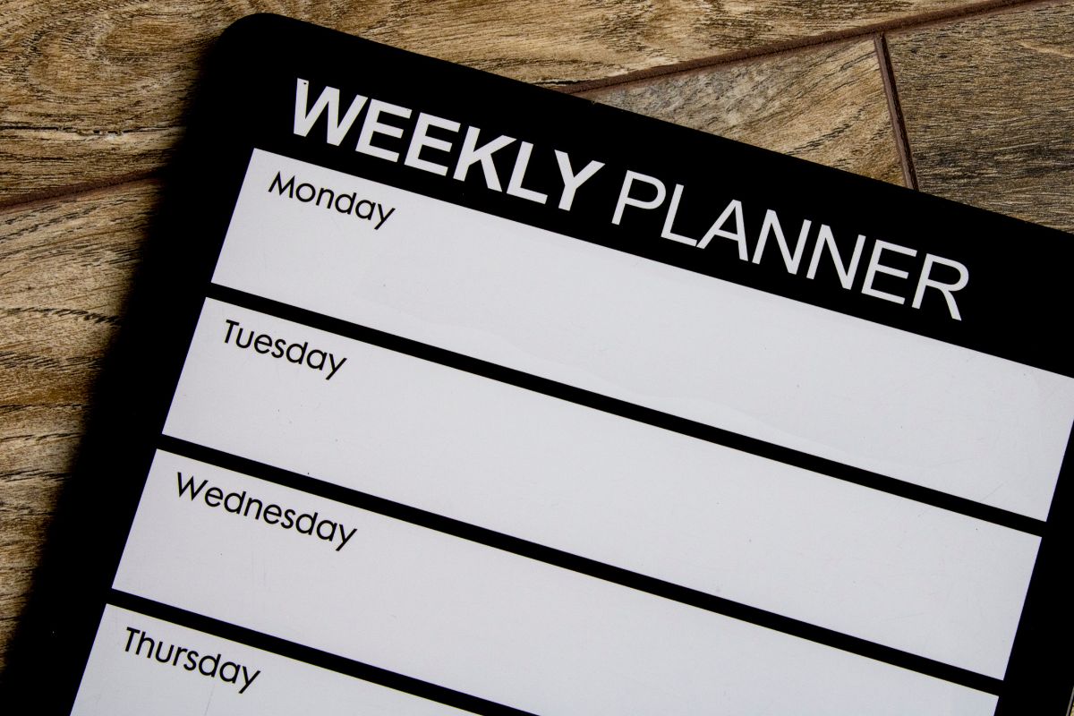 The picture is about a set weekly money planner board.