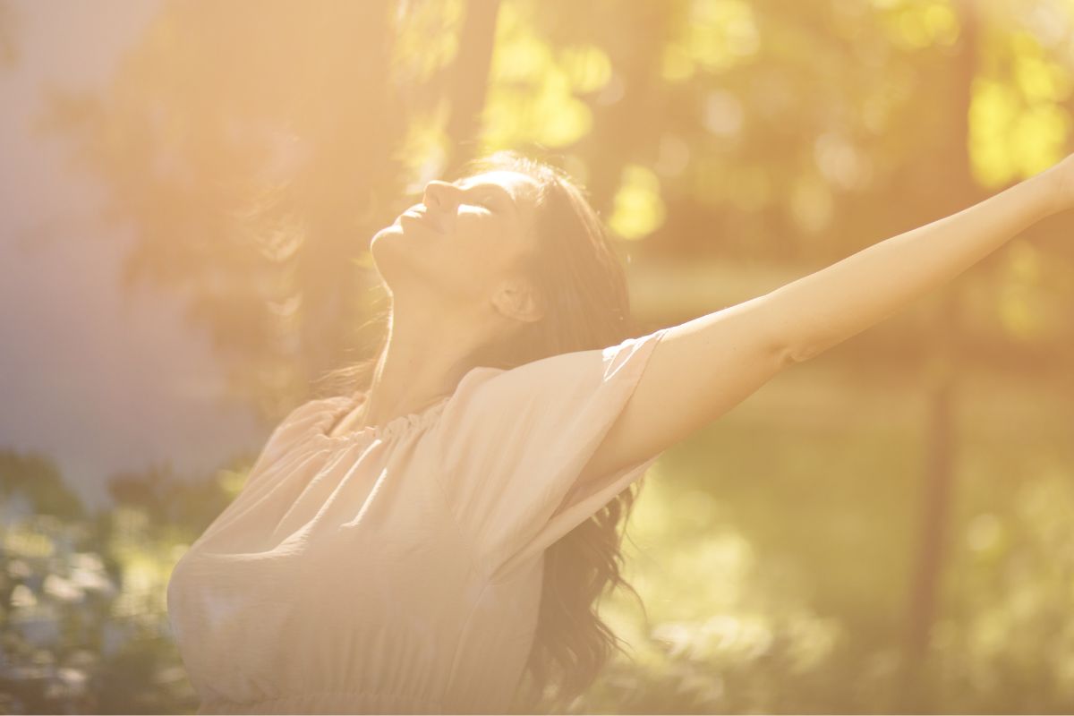 The image is about a woman who has time freedom.