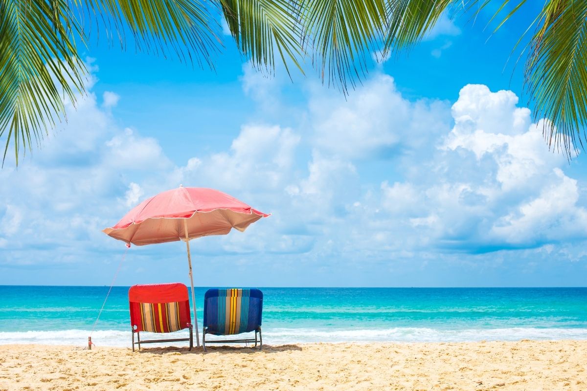 The photo is of a calm beach.