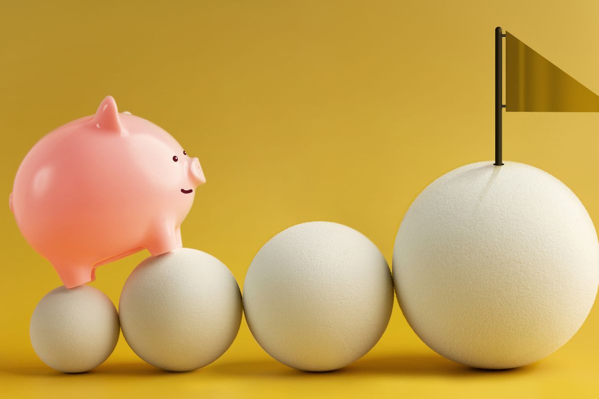 The image shows a representation of savings goals.