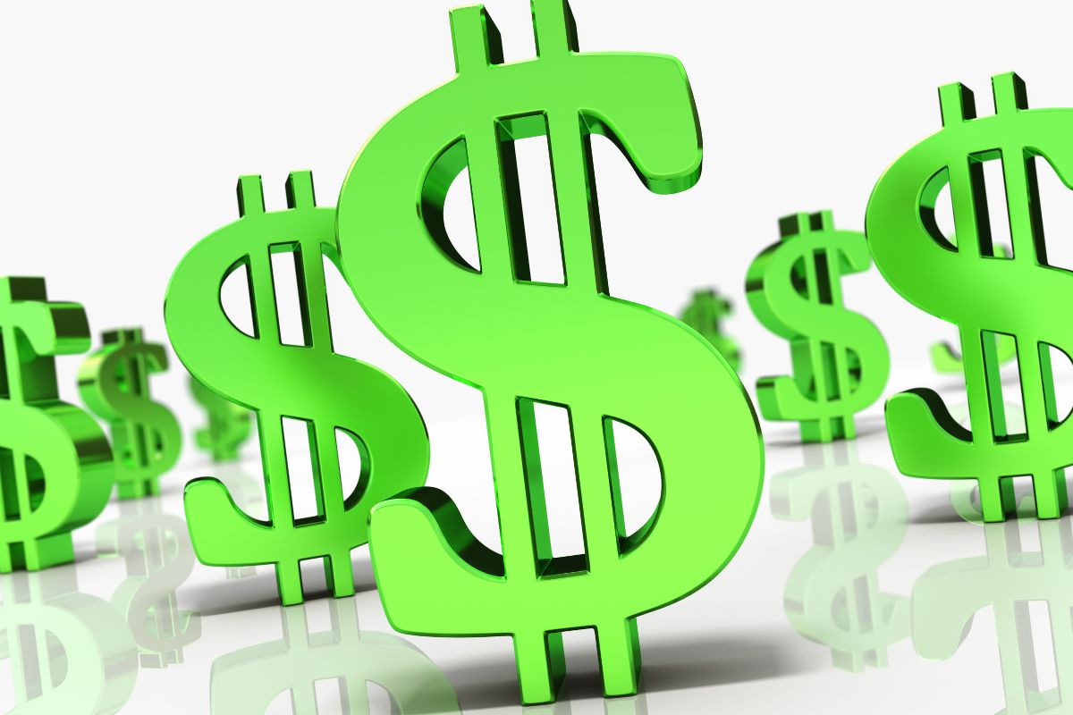 The photo shows symbols of dollar cash.