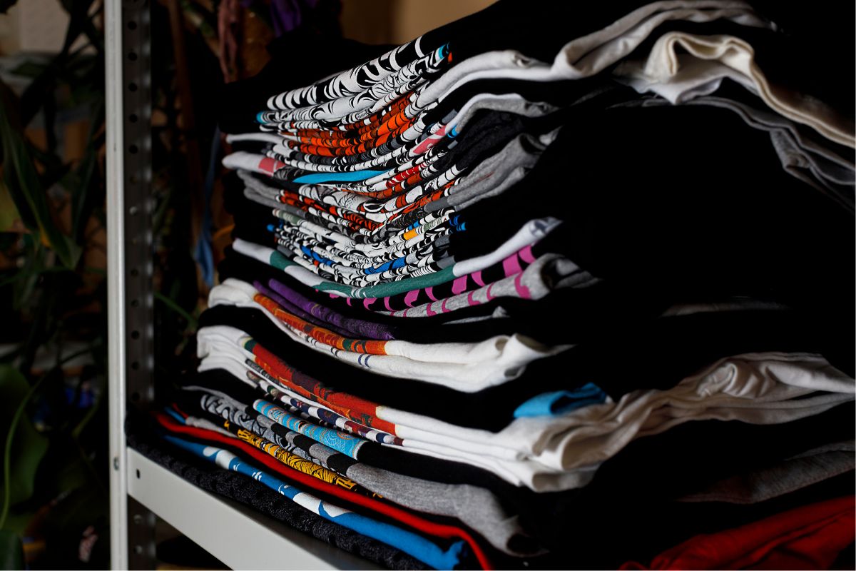 A picture of on-demand t-shirts.