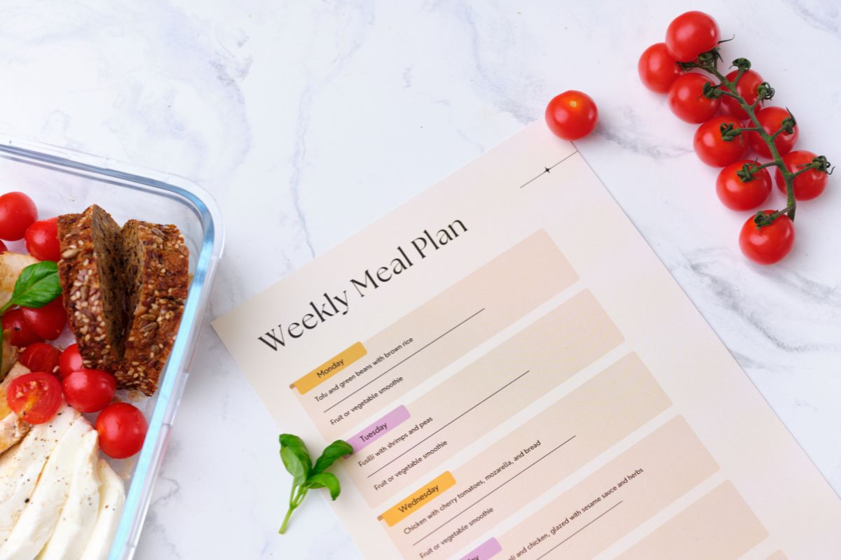 A picture of a meal plan.