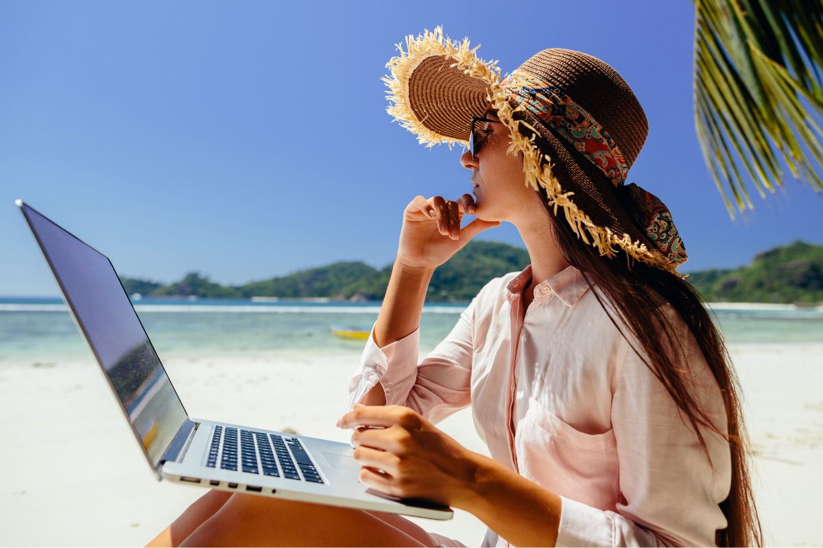 A picture of someone relaxing with working as a freelancer.