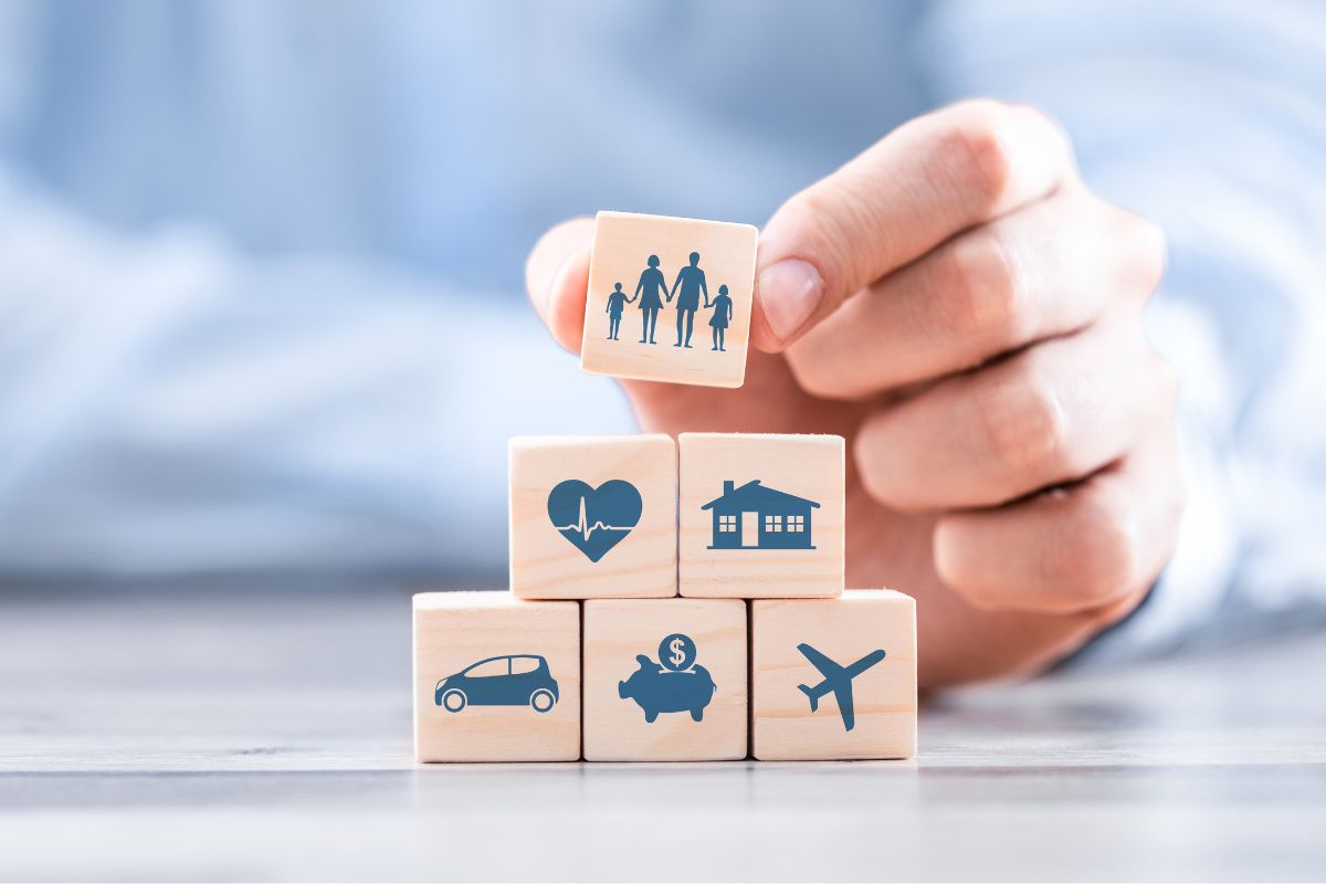 A picture of blocks with privileges often seen in insurance.
