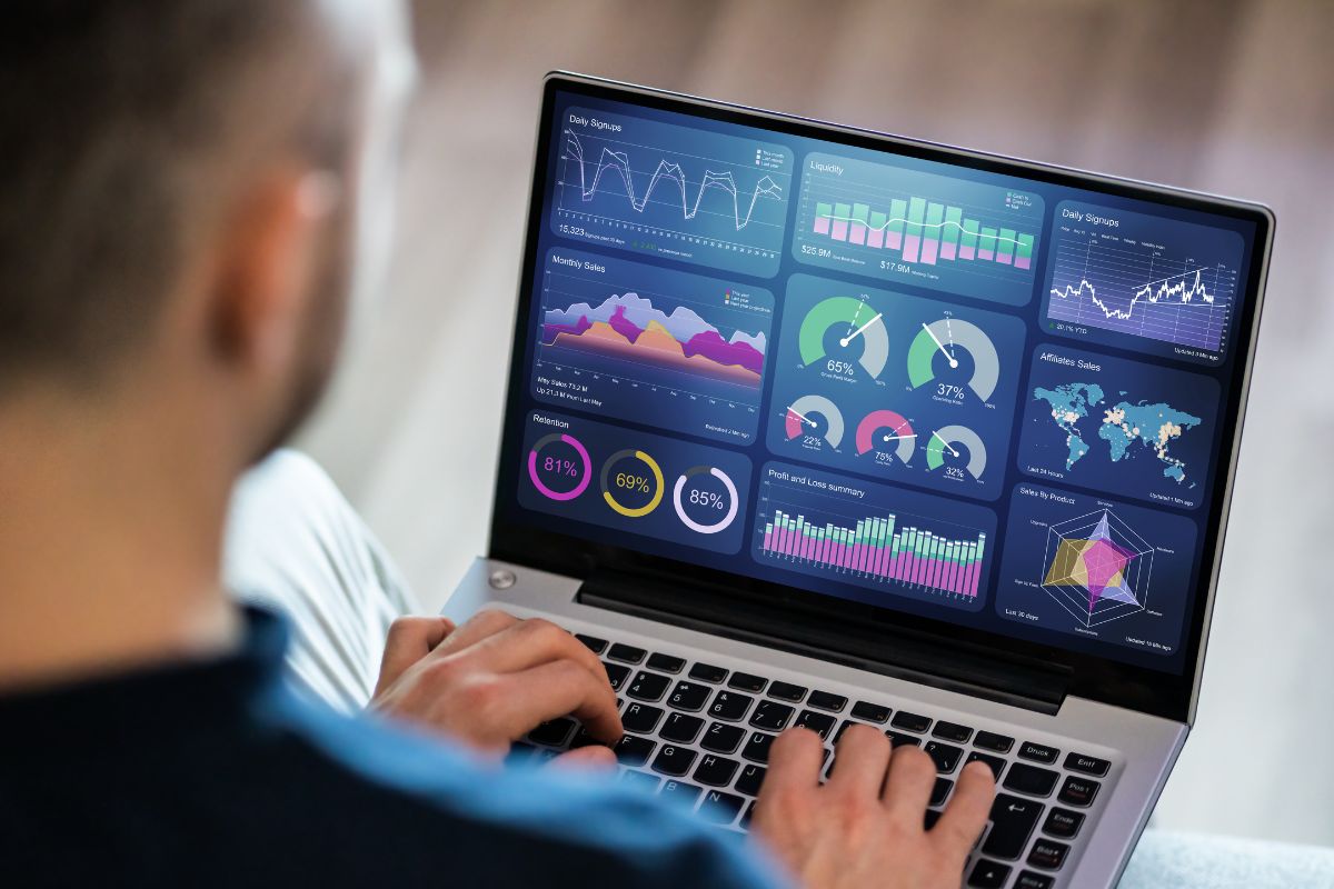 A picture of someone looking at graphics.