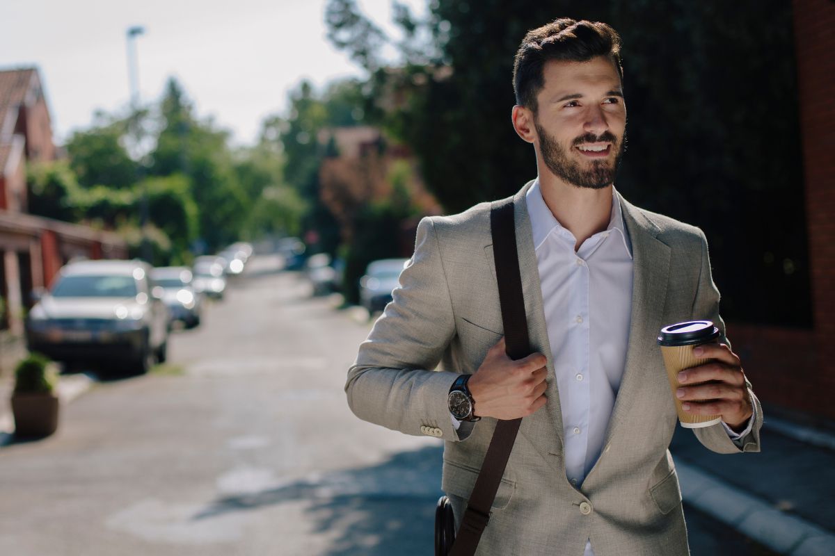 A picture of a man walking. 