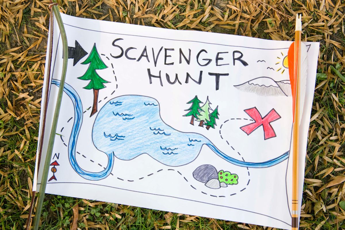 A picture of a scavenger hunt map. 