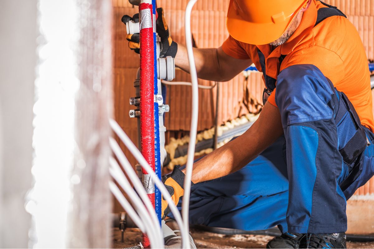 A picture of a plumber.