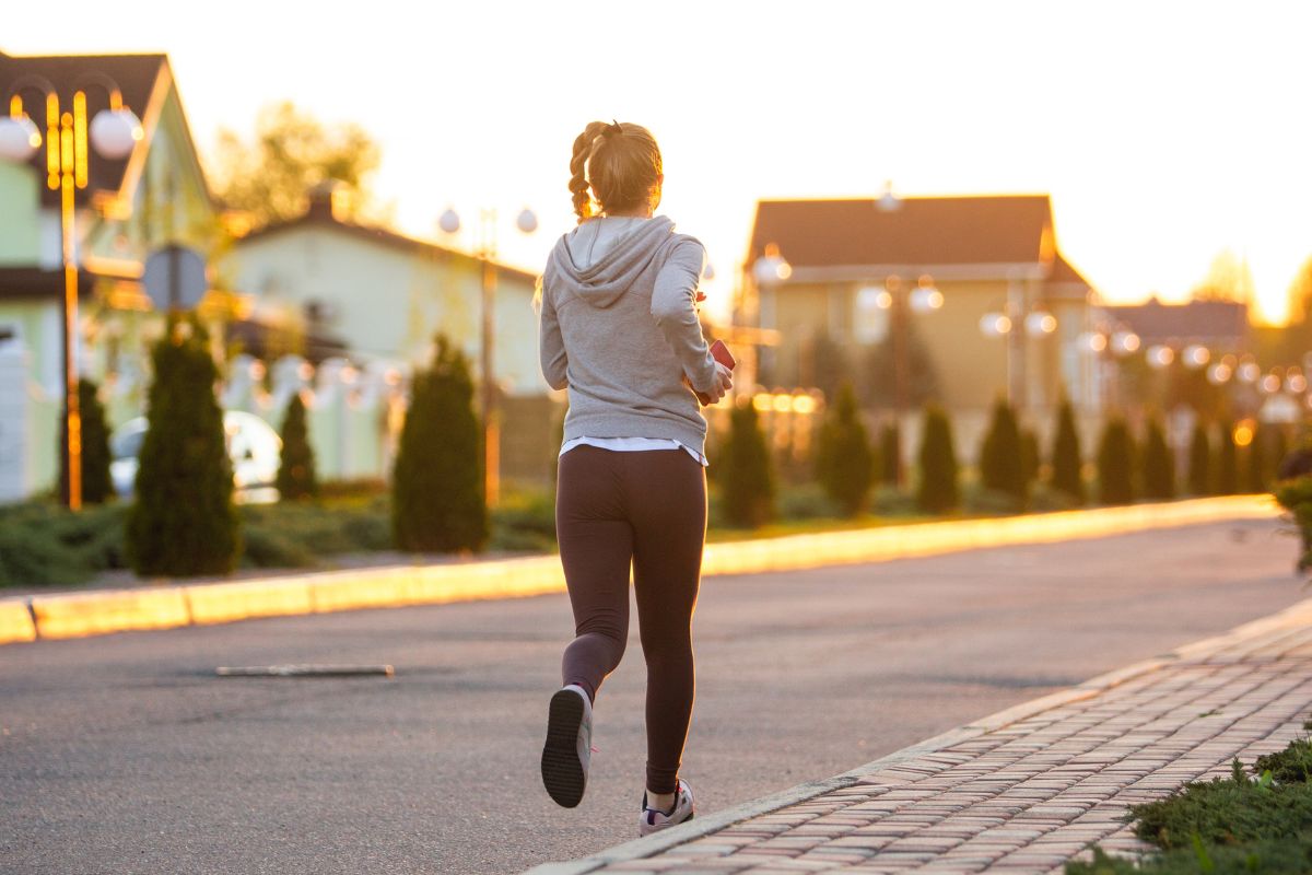 A picture of someone jogging.