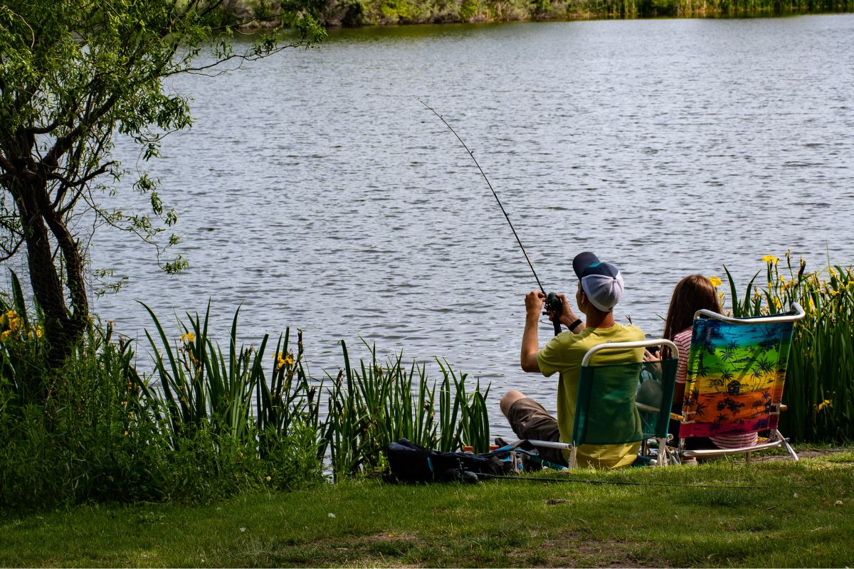 A picture of someone fishing. 