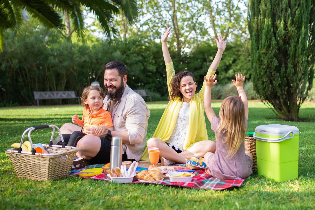 A picture of a family picnic.