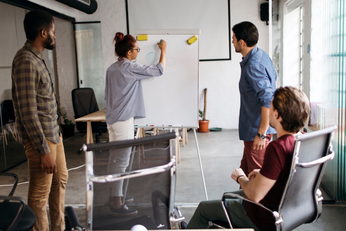 A picture of people creating business plans.