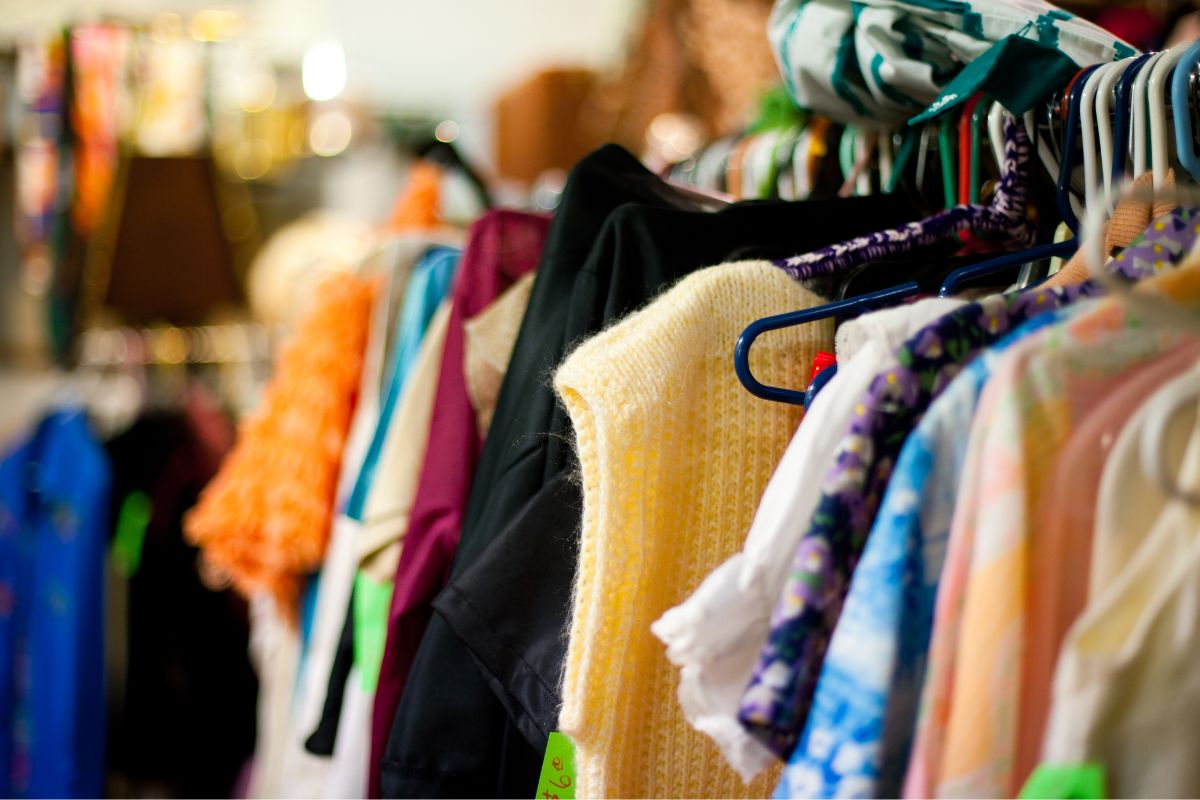 An image of thrift shop clothing.