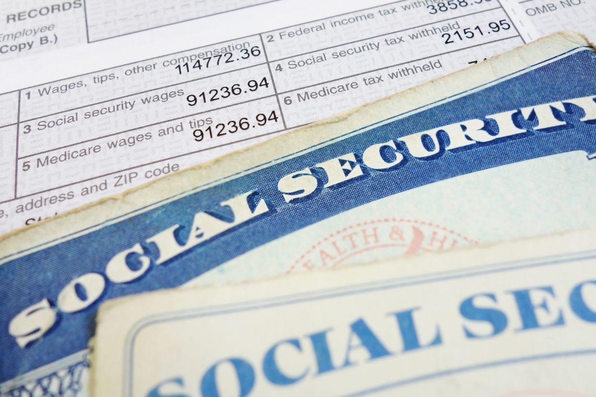 The picture of papers for social security.
