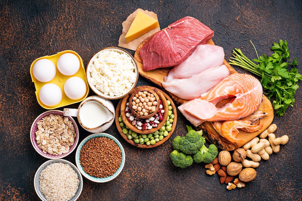 The image shows protein sources.