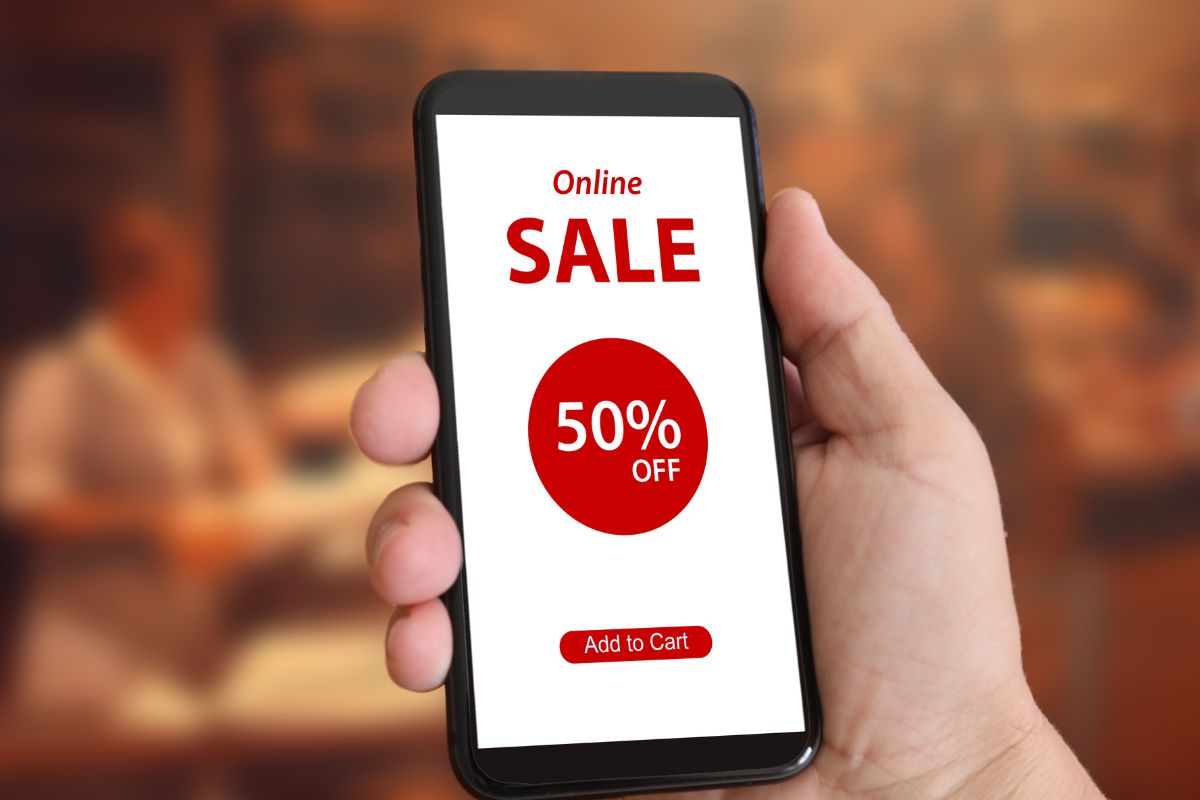 A picture of an app with a sale. 