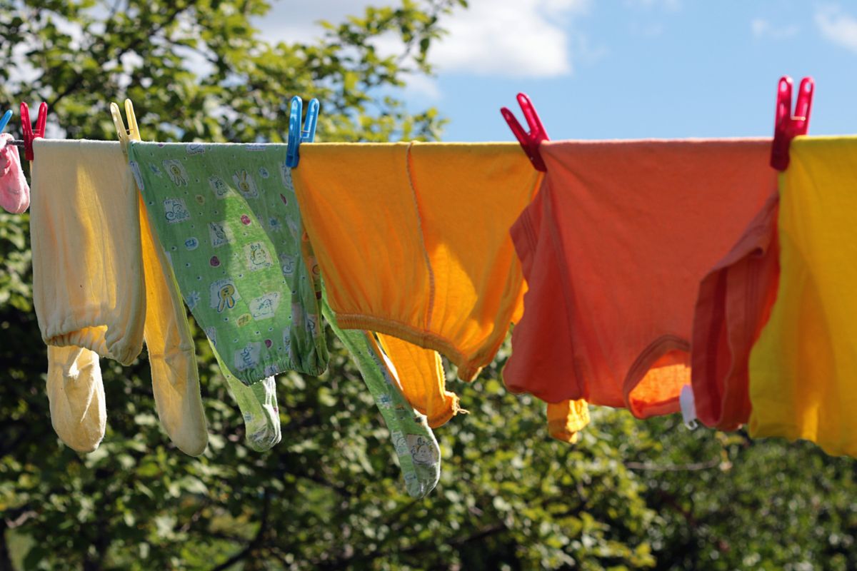 A picture of line-dried laundry. 