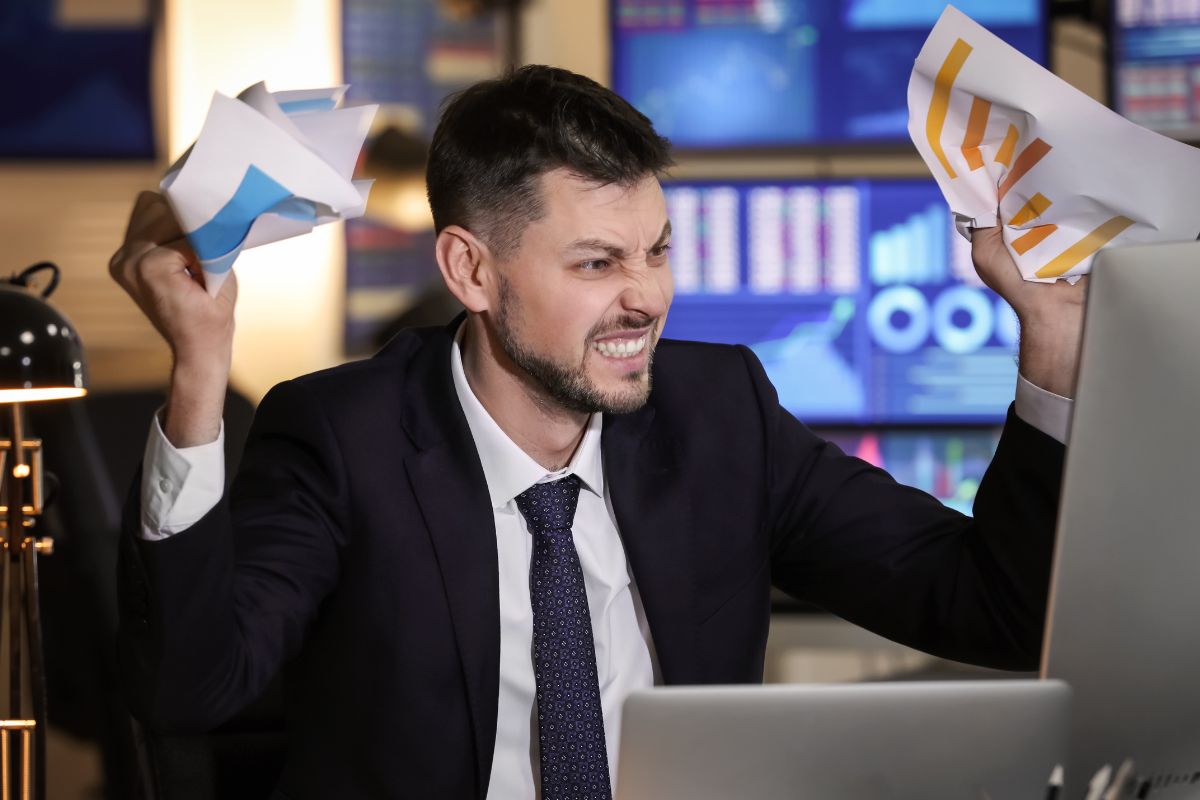 A picture of someone angry. 