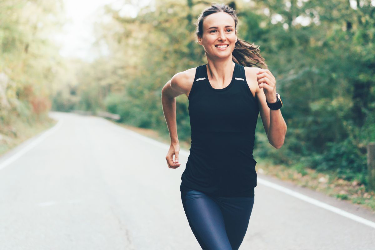 A picture of someone jogging. 