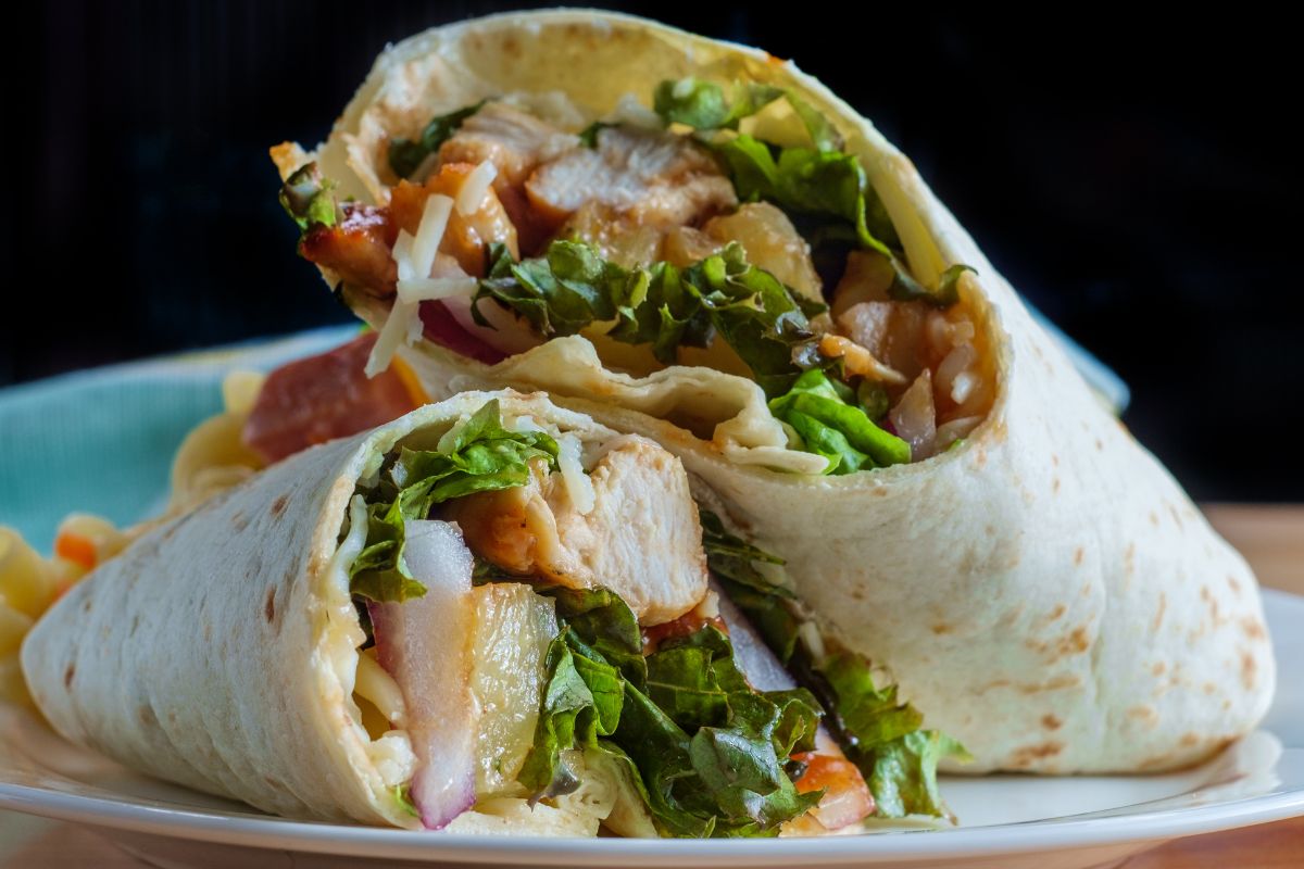 A picture of Chicken salad wraps.