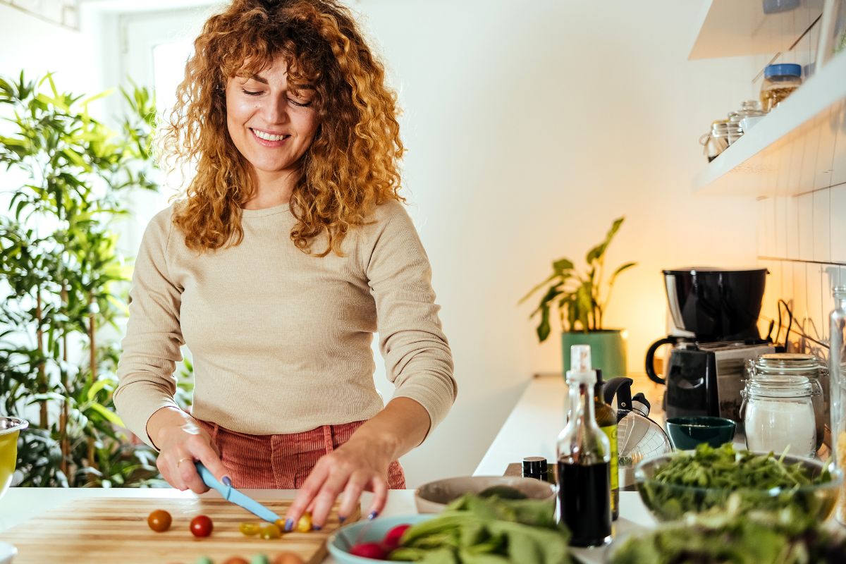 A picture of someone cooking.