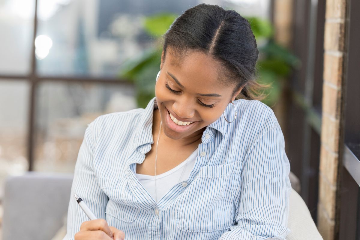 A picture of someone smiling. 