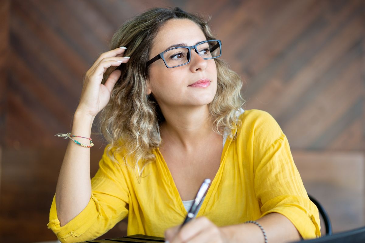 A picture of someone thinking. 