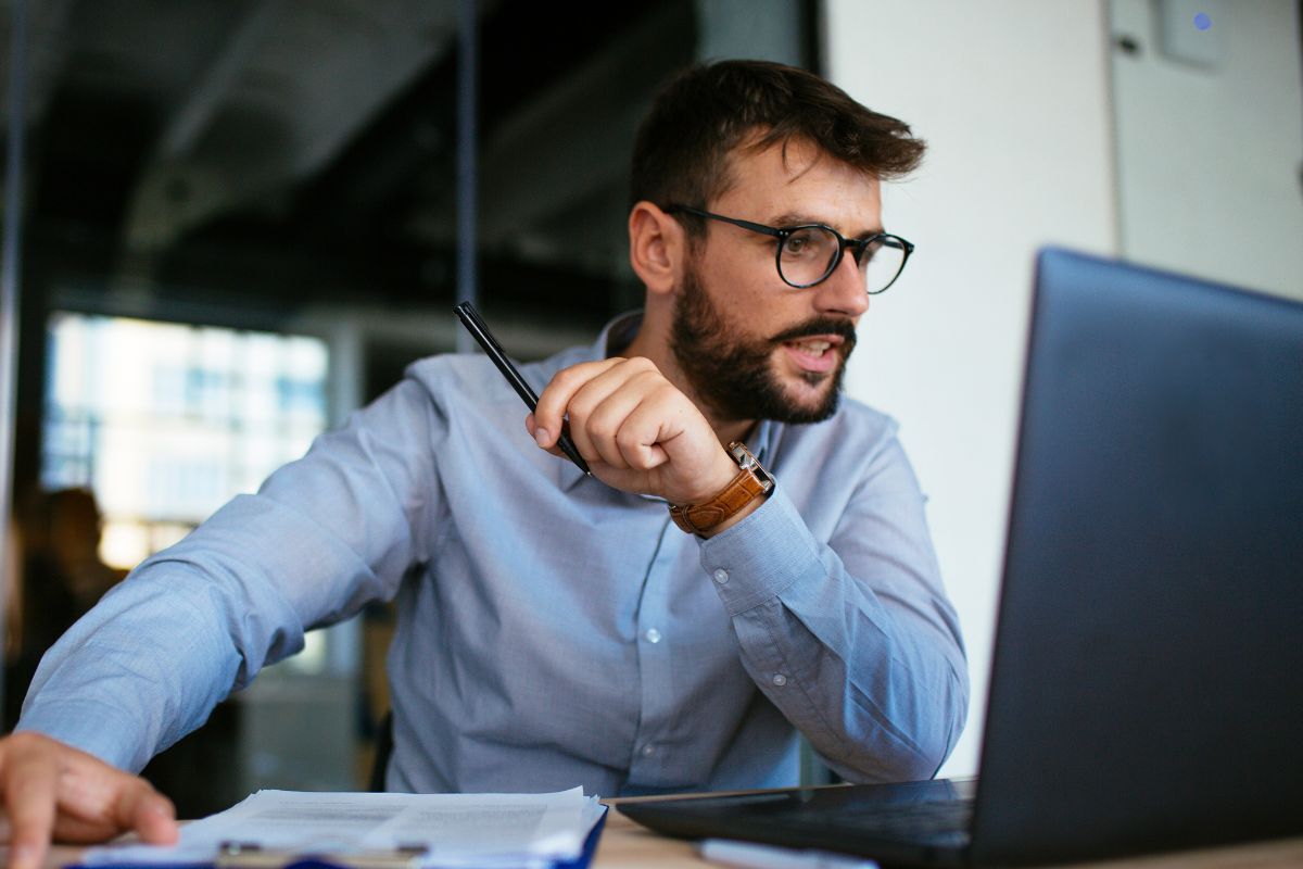 A picture of someone analyzing something. 